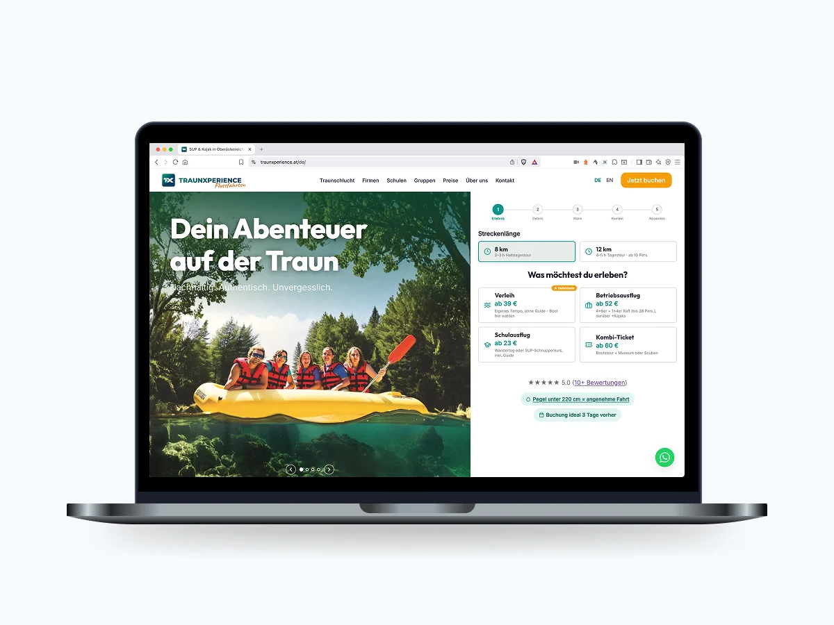 Vorschau der neuen Website traunxperience.at auf einem MacBook